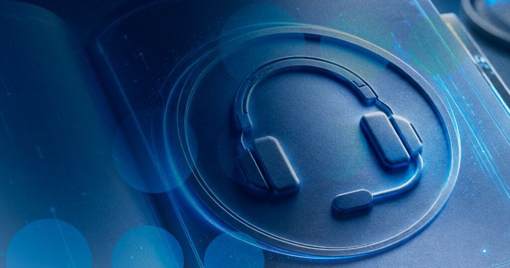 Ícone de headset representando service desk e suporte de TI orientado por inteligência operacional.